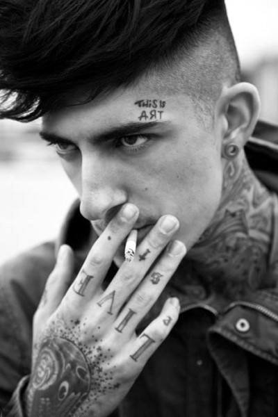 多款黑色线条素描点刺技巧经典脸部纹身图案