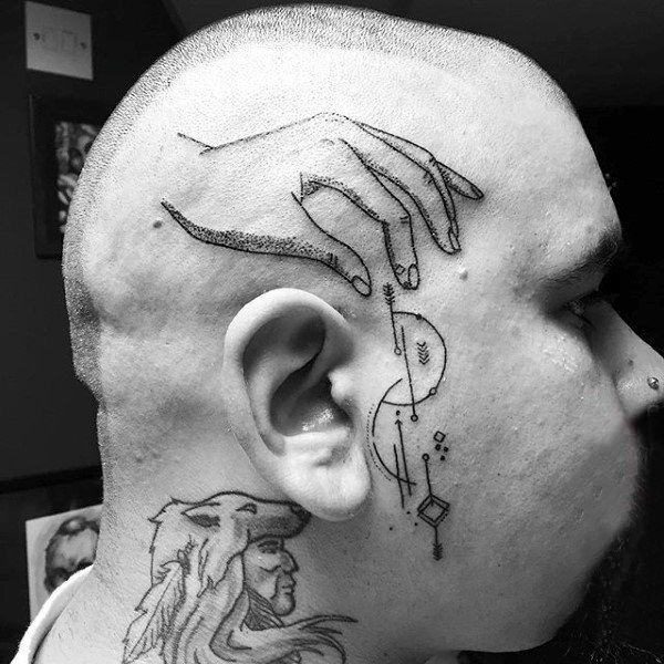 多款黑色线条素描点刺技巧经典脸部纹身图案