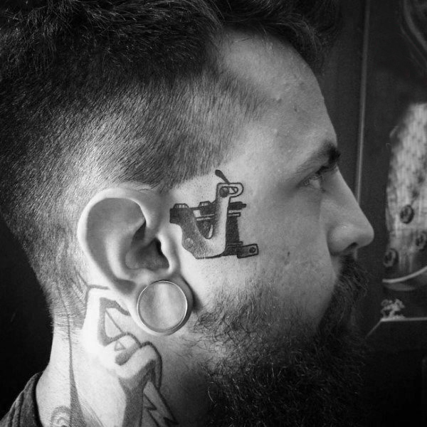 多款黑色线条素描点刺技巧经典脸部纹身图案