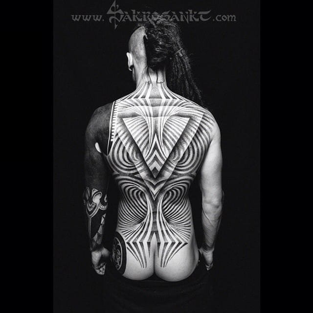 多款黑色线条素描几何元素创意经典霸气大面积纹身图案