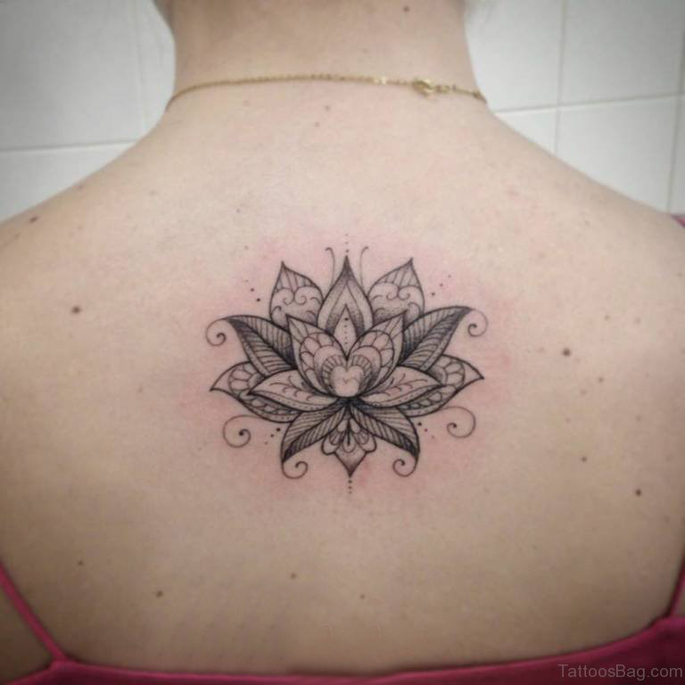 多款黑色线条素描文艺小清新莲花花朵纹身图案