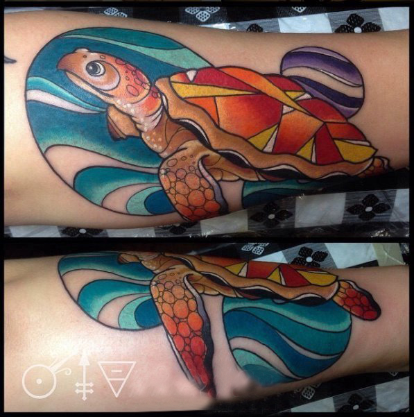 乌龟纹身 男生手臂上乌龟纹身动物图片