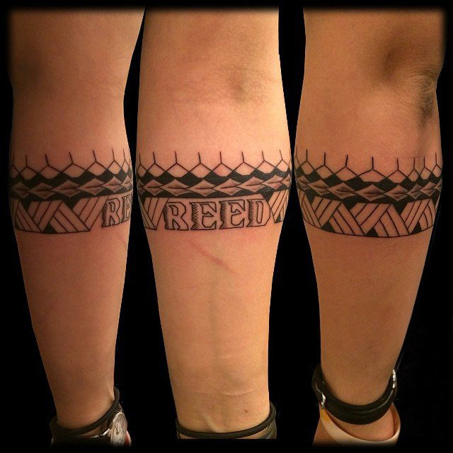 多款手臂上黑色线条素描点刺技巧几何元素创意经典袖章纹身图案