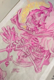 欧美骷髅死神纹身图案手稿