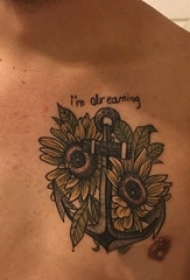 欧美船锚纹身 男生胸口上欧美船锚纹身图片