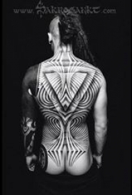 多款黑色线条素描几何元素创意经典霸气大面积纹身图案