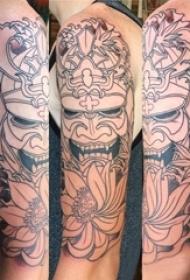 般若面具纹身 男生手臂上般若面具纹身图片
