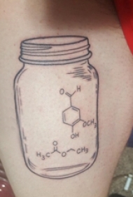 漂流瓶纹身 男生大腿上黑色的瓶子纹身图片