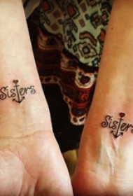 欧美手腕纹身 情侣手腕上英文和船锚纹身图片