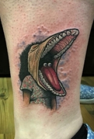 动漫人物纹身 男生小腿上动漫人物纹身