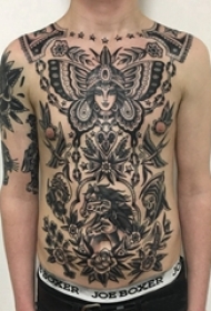 女生人物纹身图案 男生腹部女生人物纹身图案