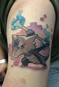 大臂纹身图 男生大臂上彩色的卡通纹身图片