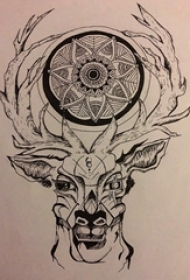 牛头纹身手稿黑色的霸气牛头纹身手稿