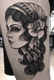 女生人物纹身图案 男生小腿上女生人物纹身图案