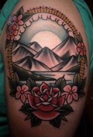 小山峰纹身 女生手臂上小山峰纹身图片