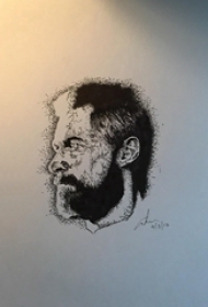 人物肖像纹身 精致的黑色的人物肖像纹身手稿