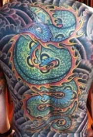 纹身龙 男生背部彩绘纹身龙图片