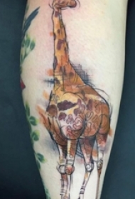 卡通长颈鹿纹身 多款彩绘纹身素描卡通长颈鹿纹身图案