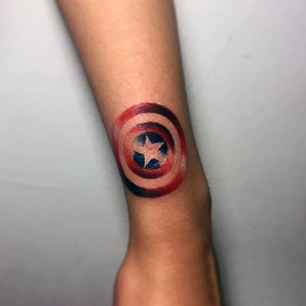 美国队长纹身图案 多款简单线条纹身彩色美国队长纹身图案