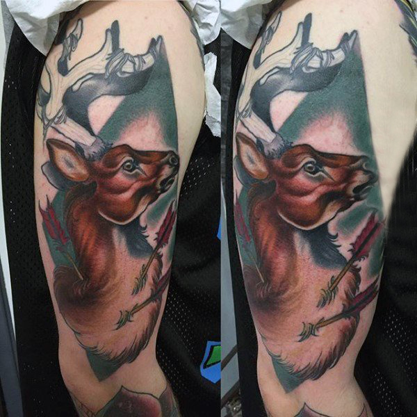 麋鹿角纹身 多款彩绘纹身素描麋鹿角纹身图案