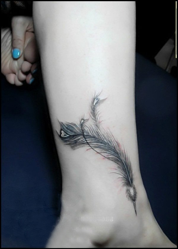 女生脚踝处线条素描文艺小清新唯美纹身图案