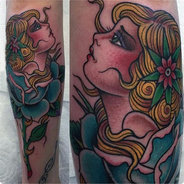 女生人物纹身图案 多款简单线条纹身素描人物纹身图案