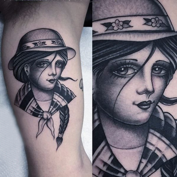 女生人物纹身图案 多款简单线条纹身素描人物纹身图案