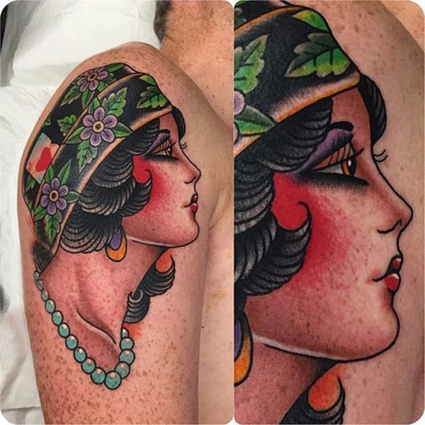 女生人物纹身图案 多款简单线条纹身素描人物纹身图案