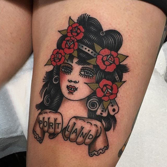 女生人物纹身图案 多款欧美抽象纹身彩色女生人物纹身图案