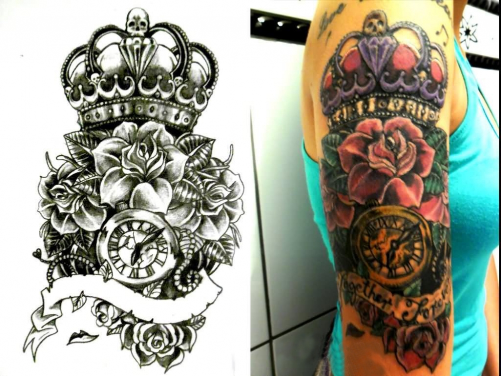 纹身皇冠简单 女生手臂上皇冠图腾纹身图片