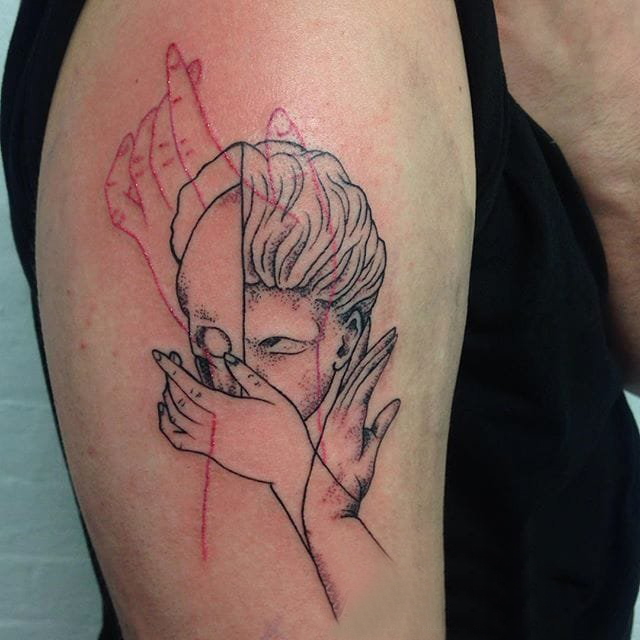 极简线条纹身 多款极简线条纹身素描欧美抽象纹身图案