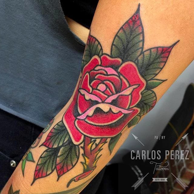 欧美玫瑰纹身 多款小清新文艺纹身彩绘欧美玫瑰纹身图案