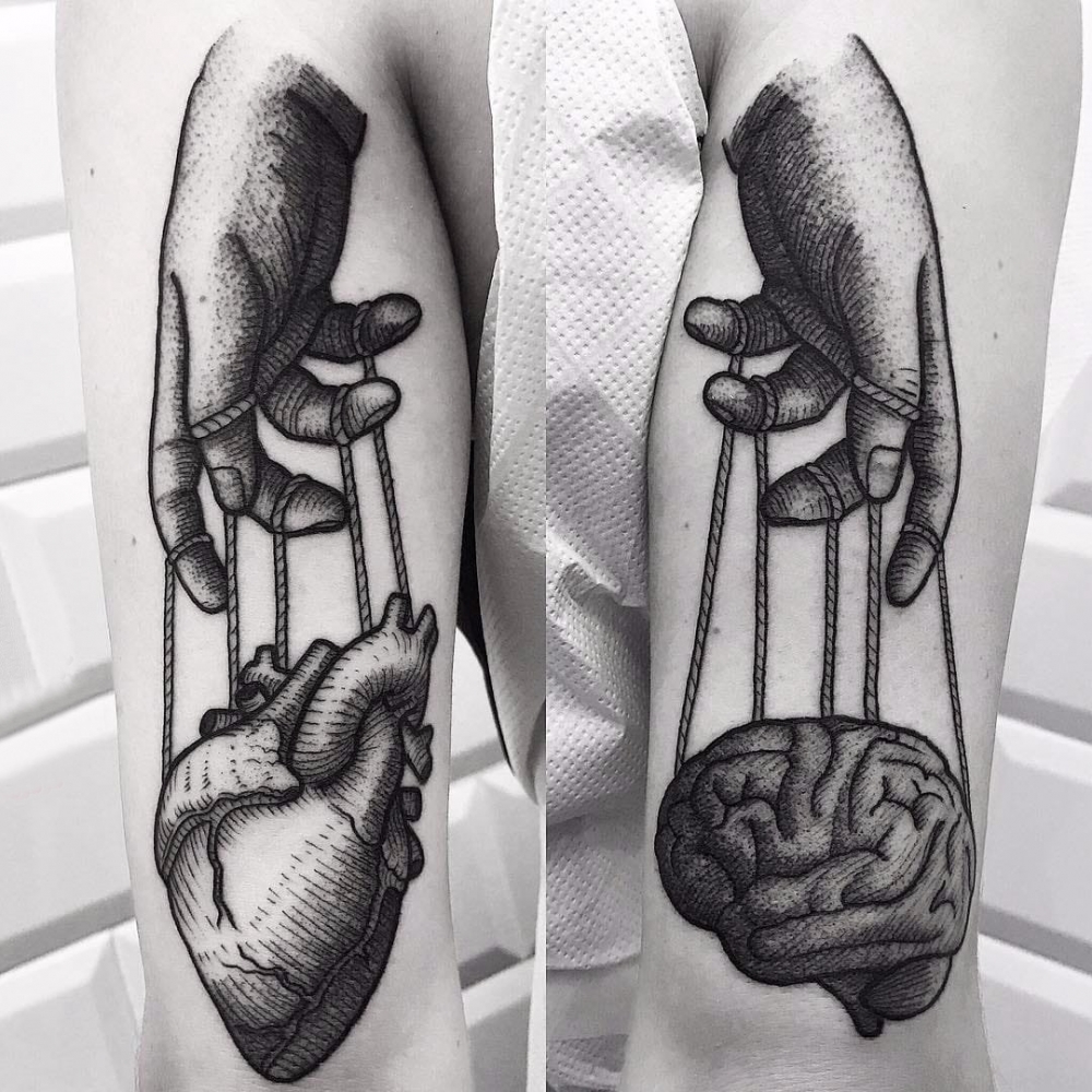 素描纹身 多款黑灰纹身素描欧美抽象纹身图案