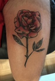 花朵纹身 男生大腿上文艺花朵纹身图片