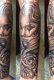 女生人物纹身图案 女生小腿上女生人物纹身图案