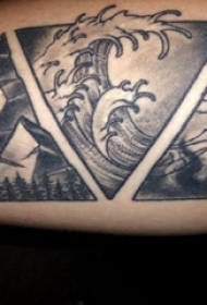 小山峰纹身 男生手臂上素描纹身小山峰纹身图案