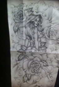 纹身人物手稿 黑灰纹身人物纹身手稿