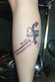小腿对称纹身 男生小腿上英文和卫星纹身图片