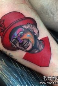 欧美英国女王肖像彩色纹身图案