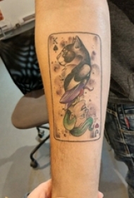 扑克牌纹身 男生手臂上扑克牌纹身图片