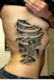 创意裂纹腰部纹身