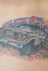 汽车纹身 男生胸部风景和汽车纹身图片