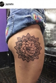 梵花纹身 女生大腿上梵花纹身唯美图案