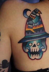 背部骷颅old school卡通纹身图案图案