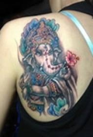 背部经典霸气猛兽纹身