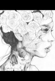 纹身人物手稿 黑灰纹身人物手稿