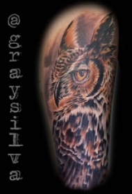 纹身猫头鹰 男生大腿上猫头鹰欧美纹身图片