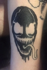 纹身骷髅头 男生大腿上黑色纹身骷髅纹身图片