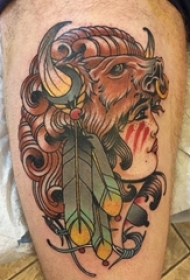 女性人物纹身图案 男生大腿上女性人物纹身图案