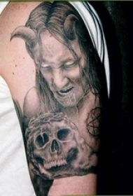 恶魔纹身简单 多款黑灰纹身素描恶魔纹身图案